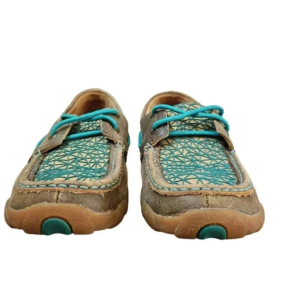 Twisted X Bomber Turquoise Driving Moc Shoes 7 - Picture 4 of 12